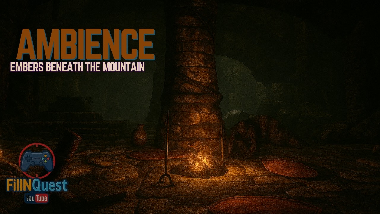 Embers Beneath the Mountain – Bleak Falls Barrow Campfire Ambience (4 Hours, No Music)