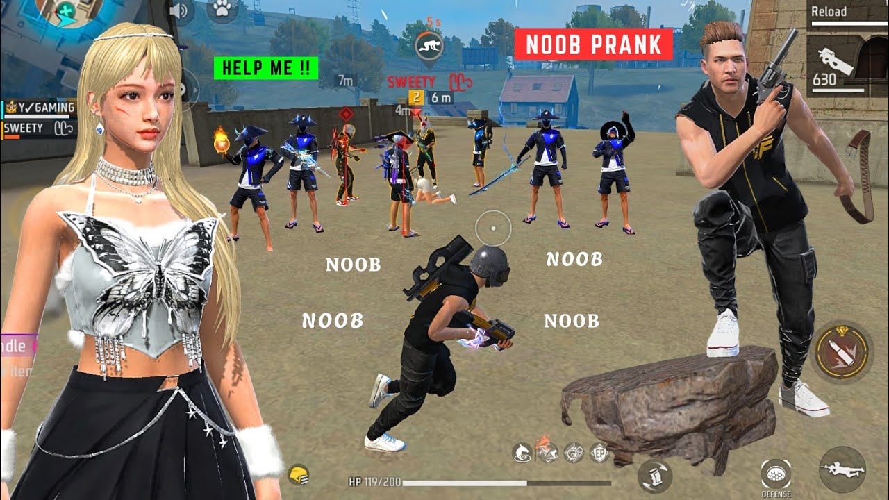 Noob Prank 😂 Cute Girl Need Help 🥺😝 बचाओ - बचाओ || Noob Prank Free Fire 🔥 - Y GAMING