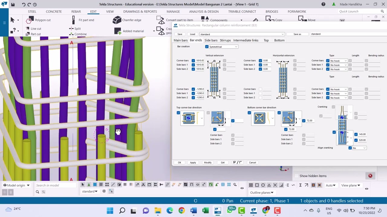 [Tekla Structures] Detailing Penulangan Kolom