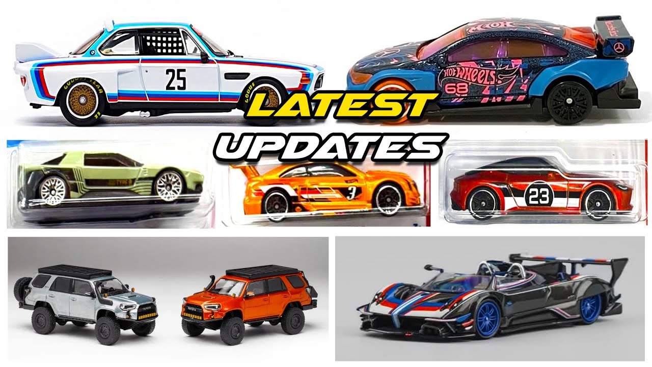 Витрина — HW Elite 64 BMW 3.0 CSL Race, MB CLA с технологией EQ, чемодан Mix D '26, 4Runner Overland