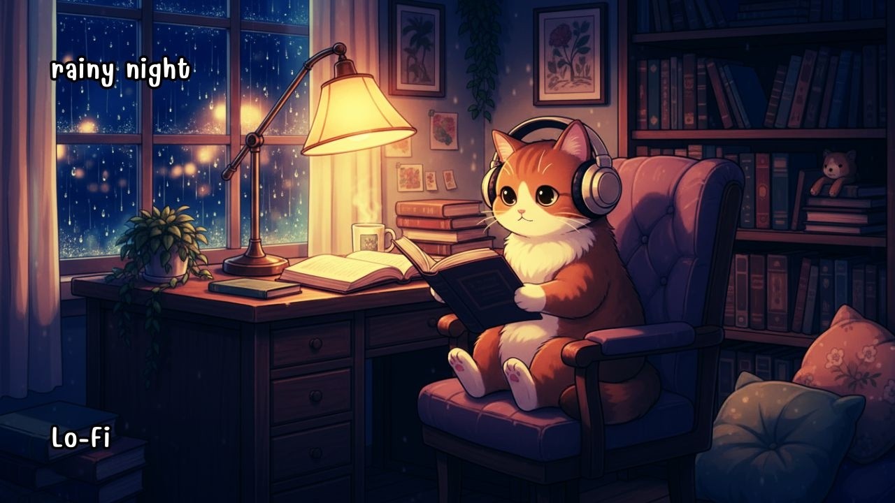 rainy night study lofi 🌧️ calm focus background music (1 hour)