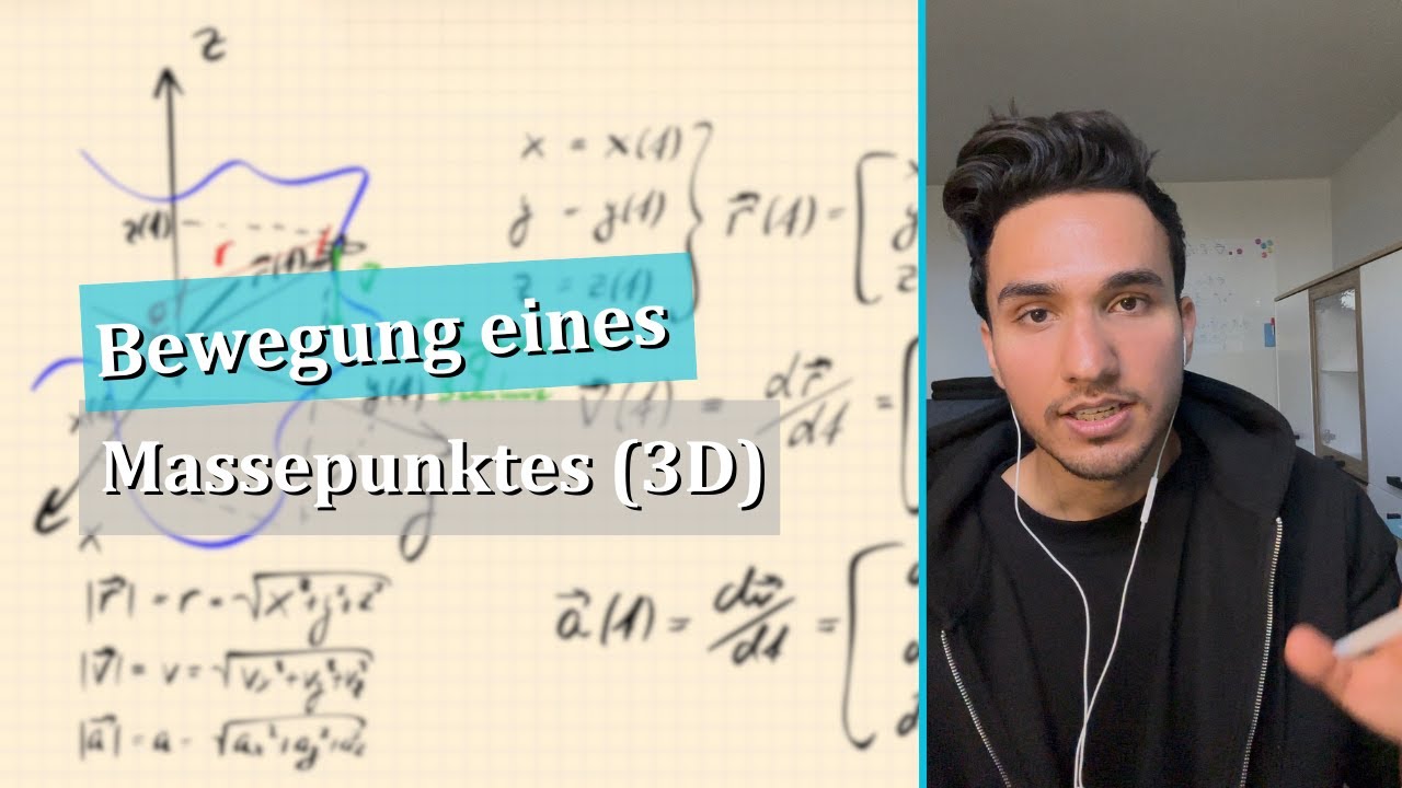 Bewegung eines Massepunktes in 3D | Ort, Geschwindigkeit & Beschleunigung | Kinematik