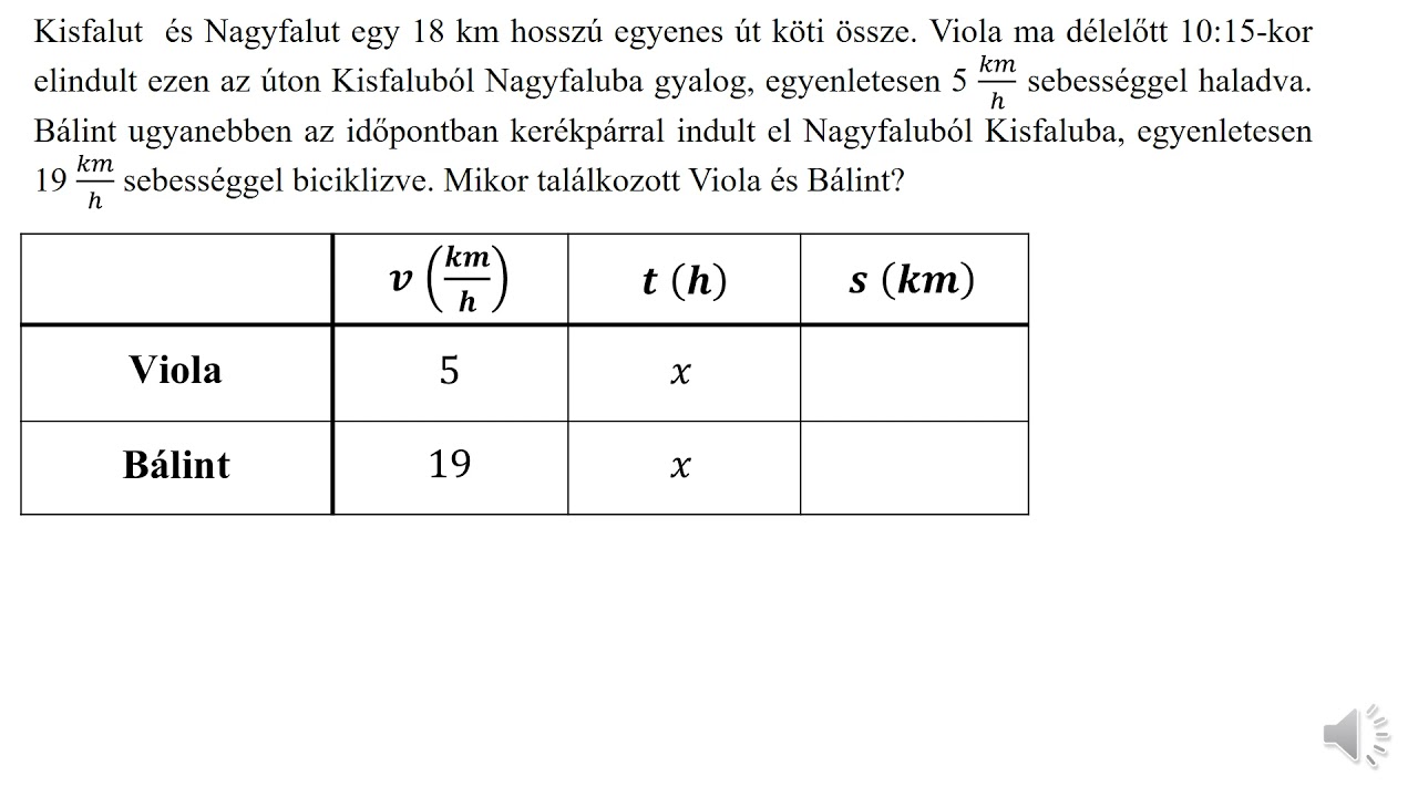 Mozgásos matematika feladatok 1. - Az idő meghatározása