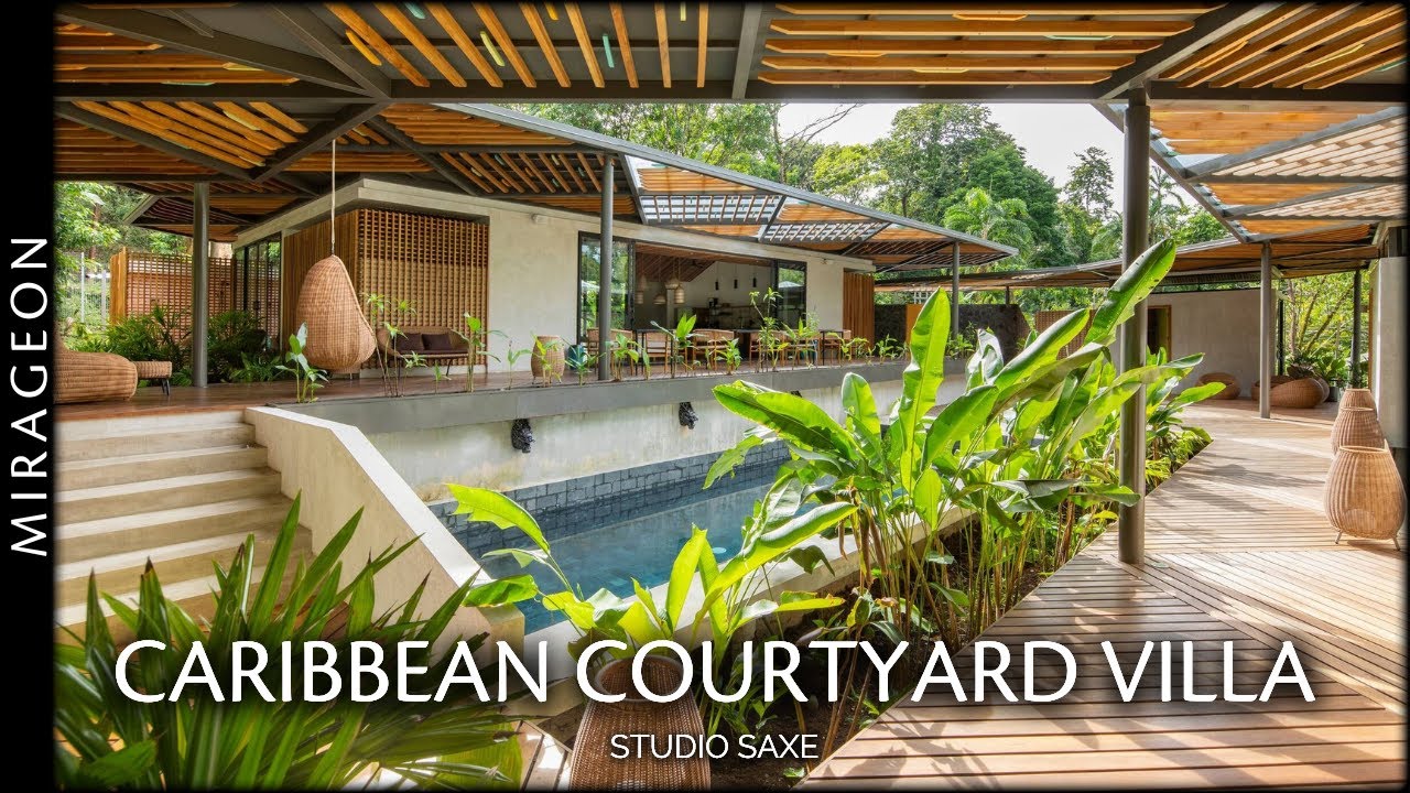 The Tropical House with Woven Pergola in the Jungle | Caribbean Courtyard Villa