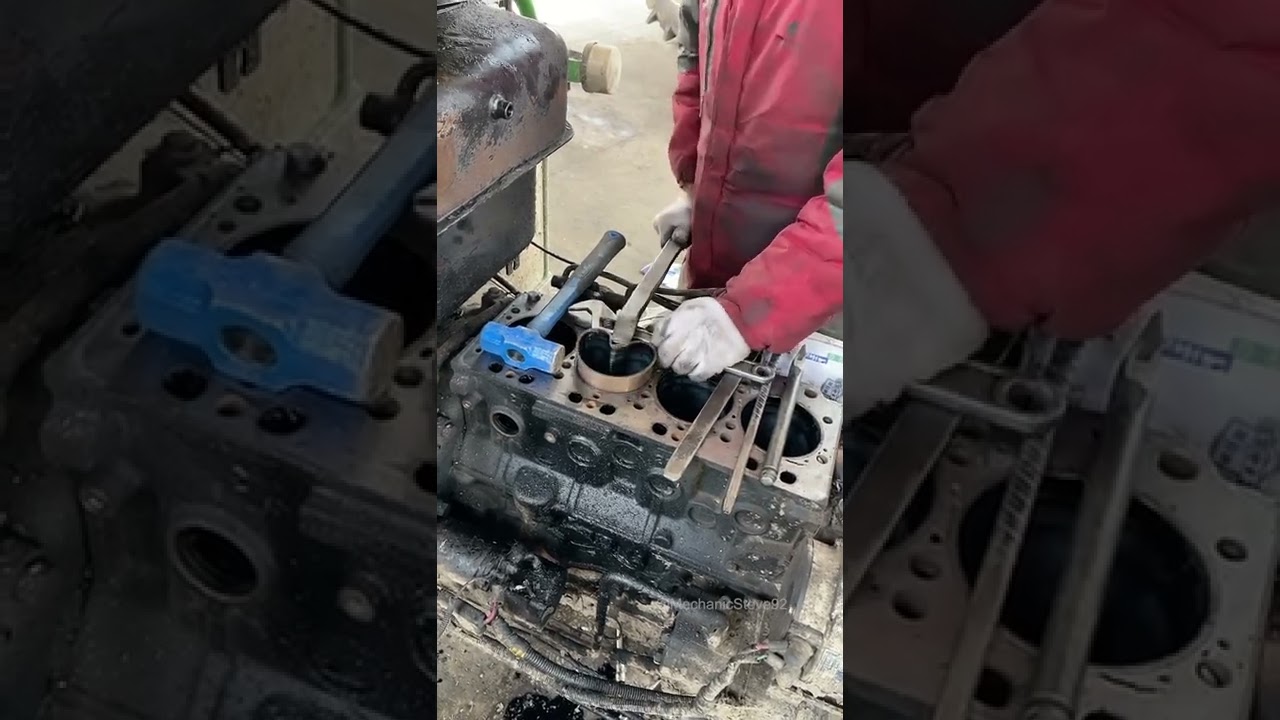 Tips to remove tractor engine cylinder liner .