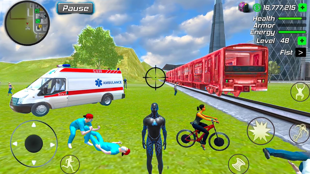 Black Hole Rope Hero Vice Vegas - Fire Truck & Ambulance at Train Station - Android Gameplay