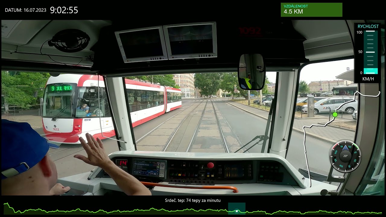 Linka 2 Brno -- Ústřední hřbitov - Židenice, Stará osada [Pragoimex VarioLF2R.E] [Tram Cab View]