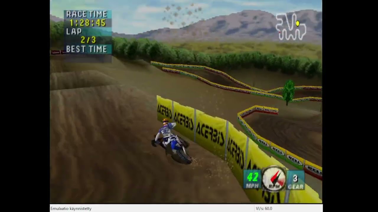 N64, NTSC, Emulated, Jeremy McGrath Supercross 2000, Glen Helen, Time, 250cc, 2:55.38, 58.20