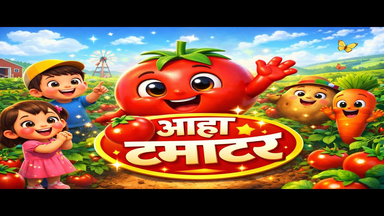 आहा टमाटर - Aaha Tamatar Bade Mazedar | Hindi Poem For Kids | Tomato Song for Children | Aggy Toons