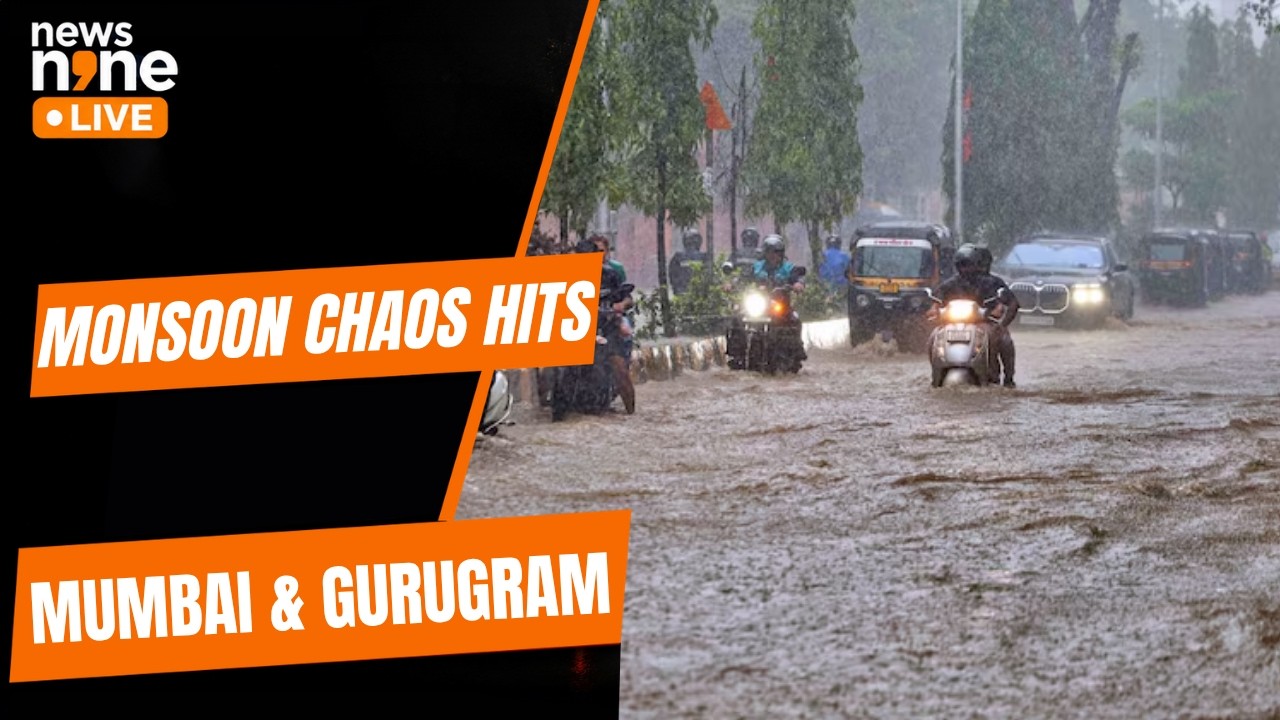 Monsoon Rains Disrupt Mumbai & Gurugram | Waterlogging, Traffic Jams and Travel Delays | News9