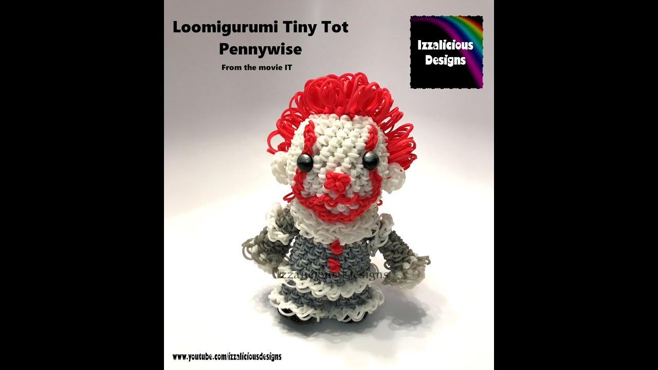 Rainbow Loom Loomigurumi Tiny Tot Pennywise Clown / Stephen King Movie IT,  made with loom bands