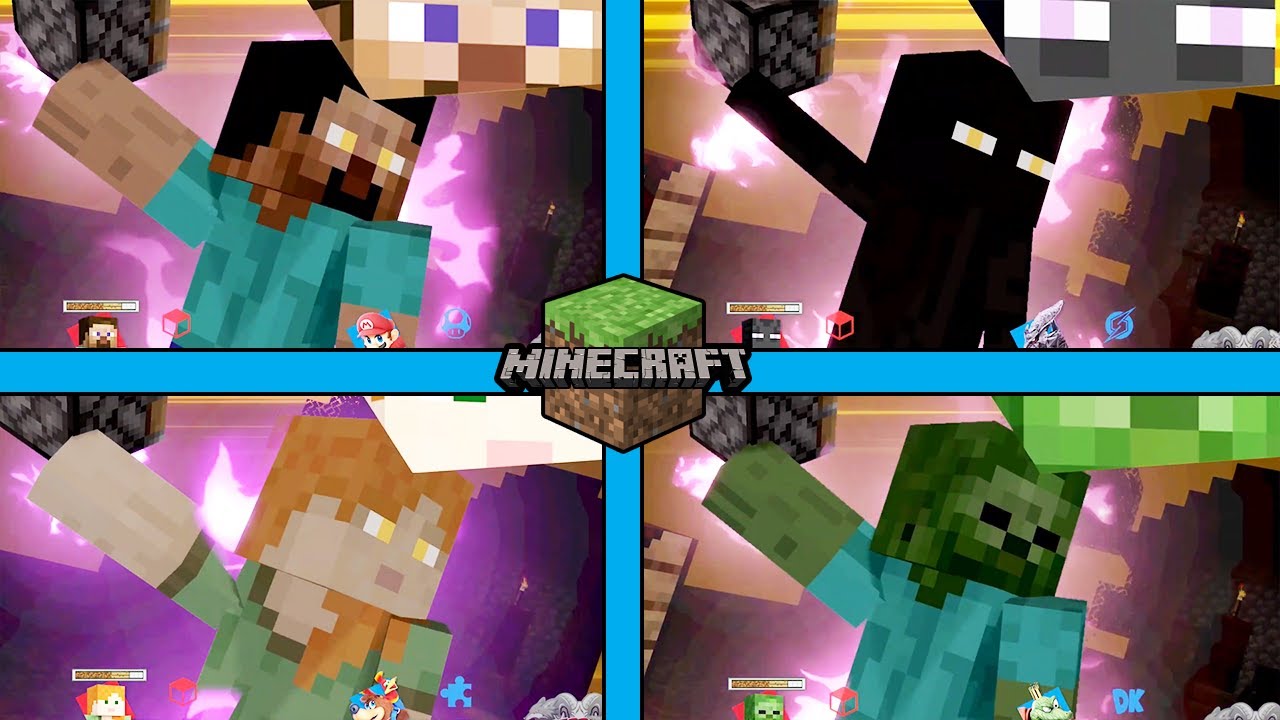 Steve, Alex, Zombie, and Enderman Final Smash House of Boom - Super Smash Bros. Ultimate