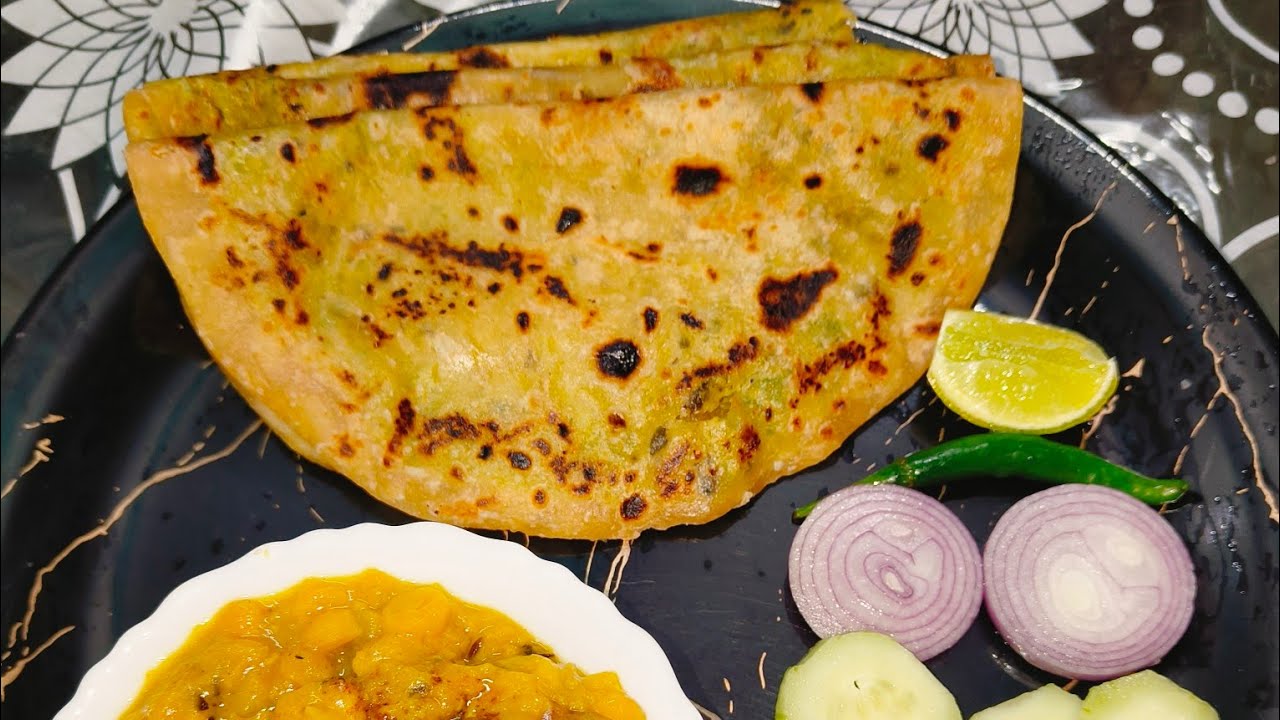 কড়াইশুঁটির পরোটা সাথে কাসুরি মেথি দিয়ে ছোলার ডাল।। Dinner Thali paratha cholar dal recipe...👌👌🤤🤤