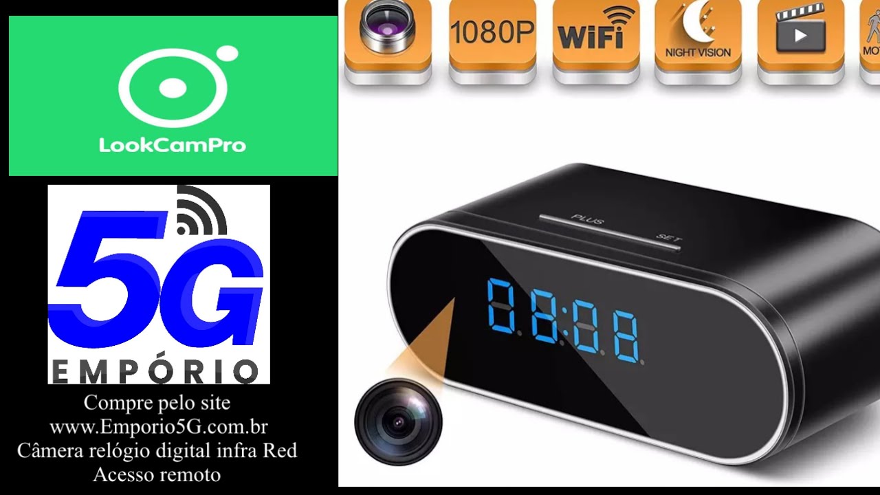 Configuração câmera espiã relógio iP Wi-Fi 4K app Lookcam pro