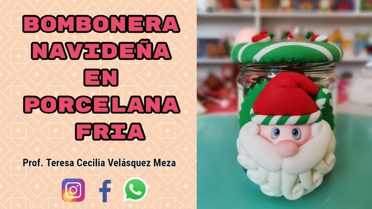 BOMBONERA NAVIDEÑA CON DISEÑO DE PAPA NOEL EN PORCELANA FRIA