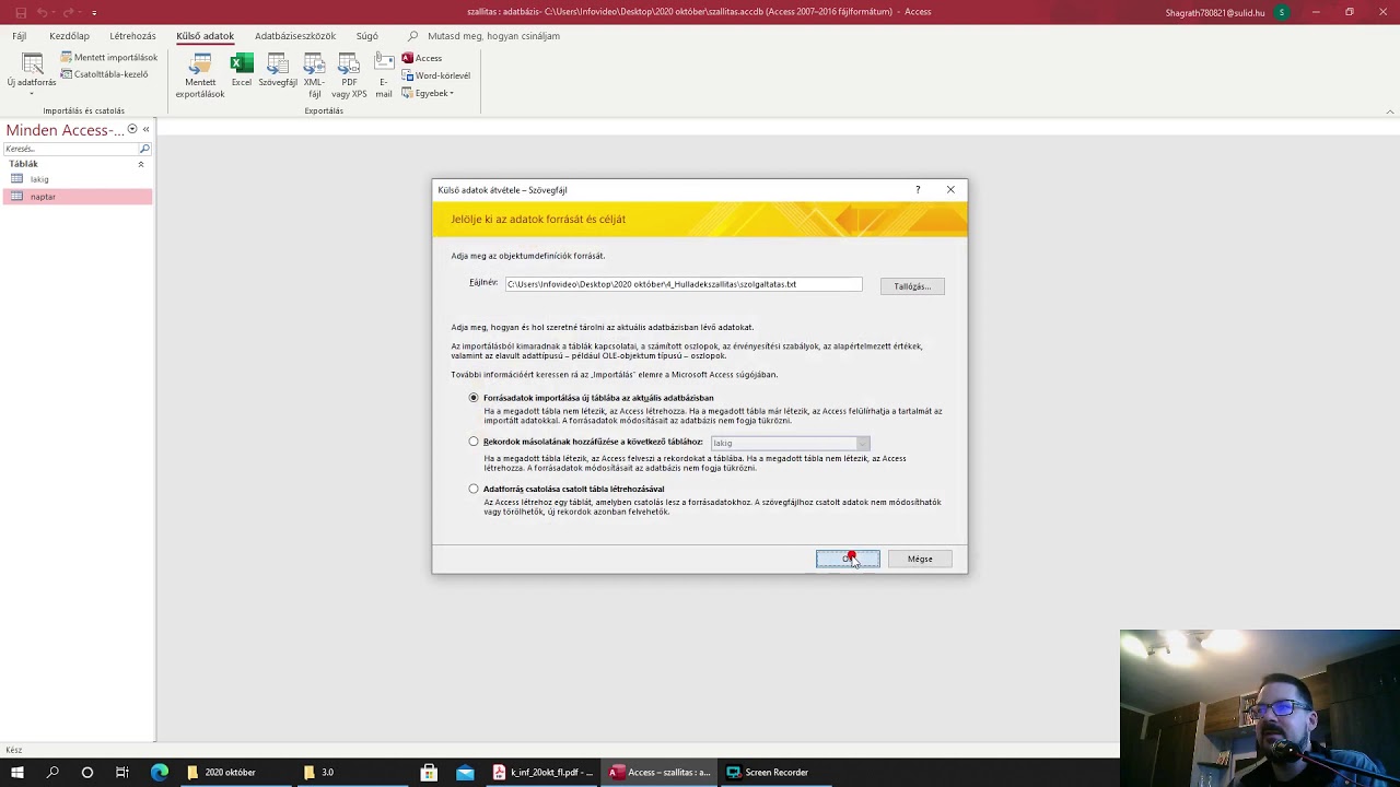 Informatika érettségi középszint 2020 október adatbázis-kezelés