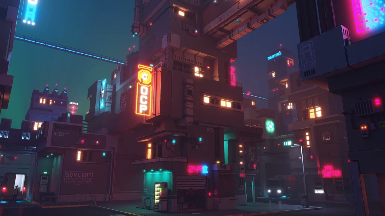 Futuristic City Streets Ambience [NO MUSIC]