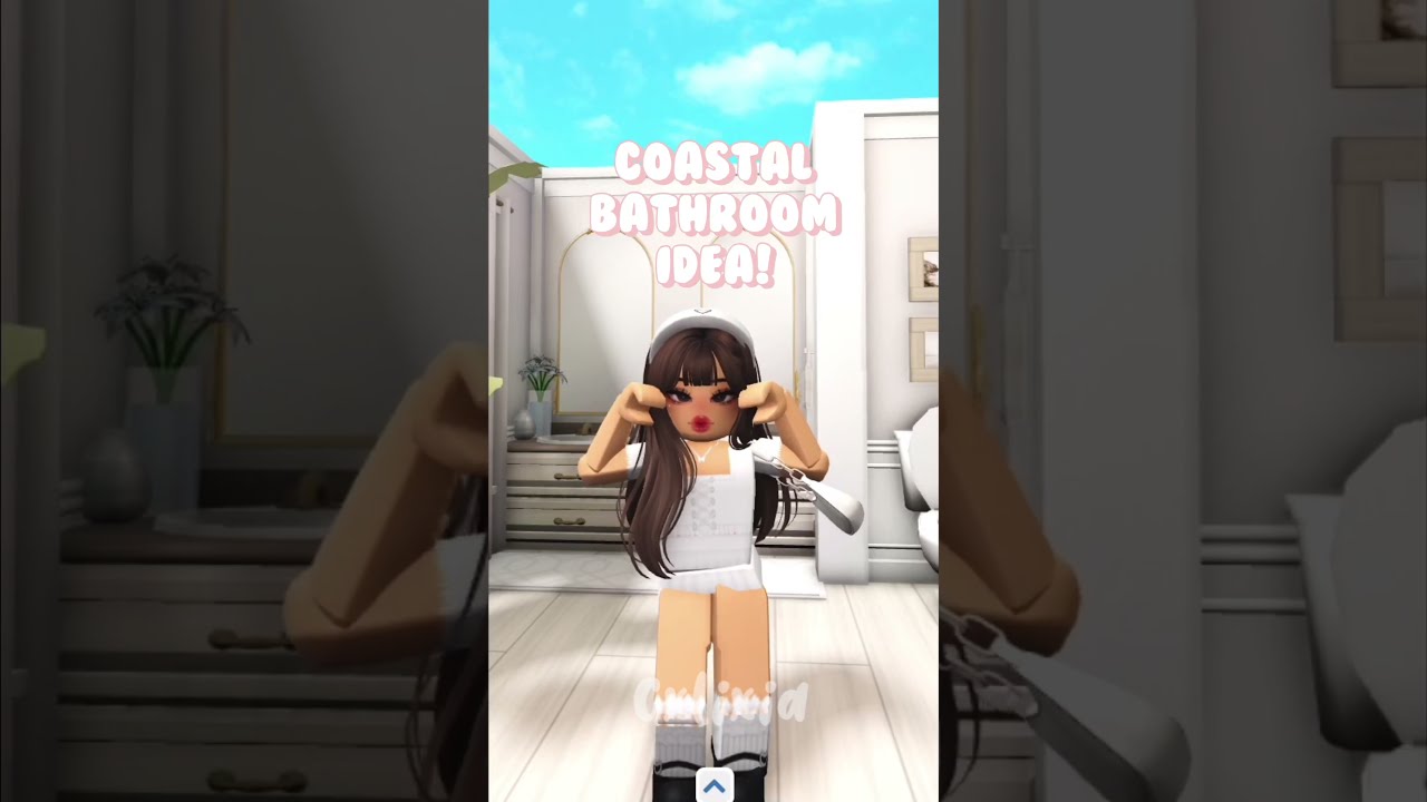 roblox bloxburg coastal bathroom decoration idea 🌊✨#bloxburg #bloxburgbuild #bloxburghousebuild