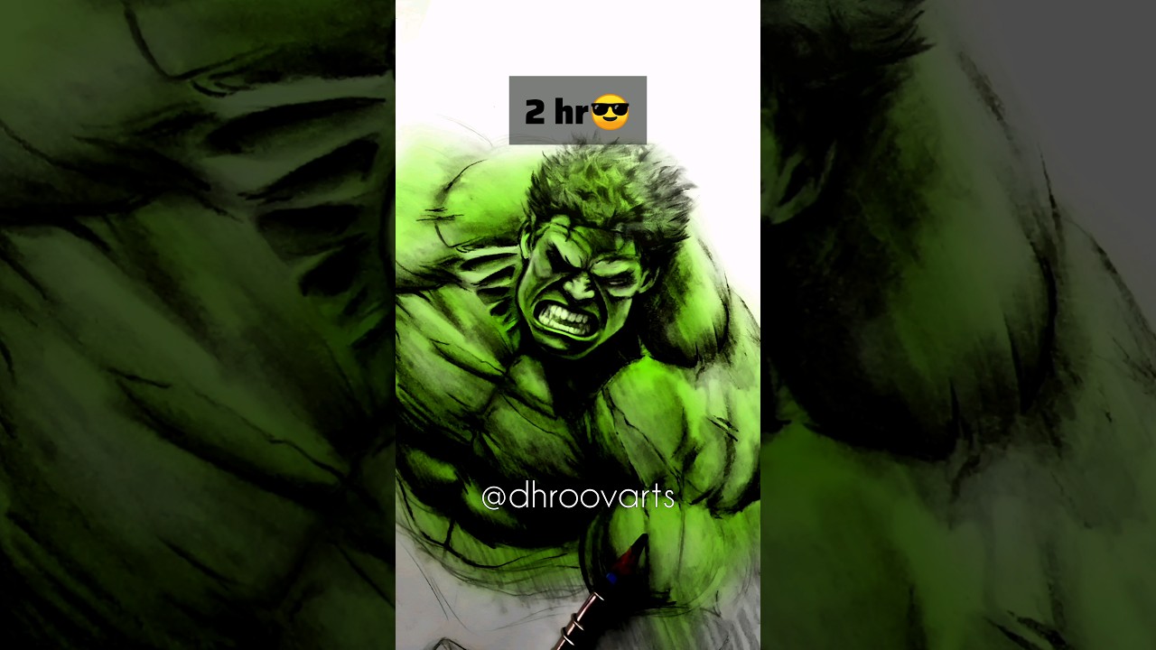 drawing hulk in 5 sec, 30 min and 2 hr #shorts