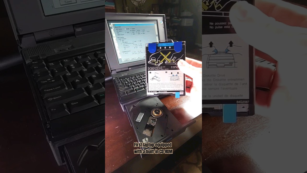First laptop equipped with a built-in CD-ROM, IBM ThinkPad 755CD #short #retrocomputer