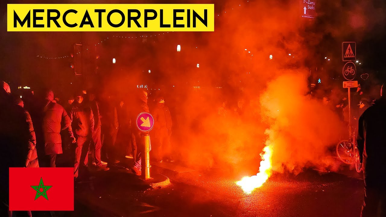 🇲🇦 🔥MERCATORPLEIN AMSTERDAM PORTUGAL - MAROKKO WK 2022 - 4K