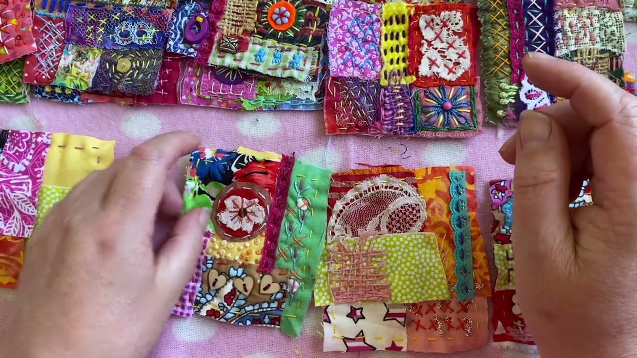 Slow stitching small squares
