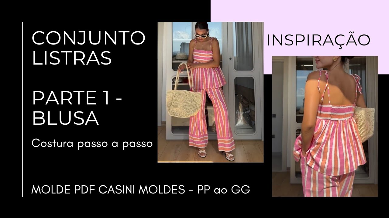 CONJUNTO LISTRAS - costura passo a passo da blusa [ BATA TENDÊNCIA VERÃO] DIY