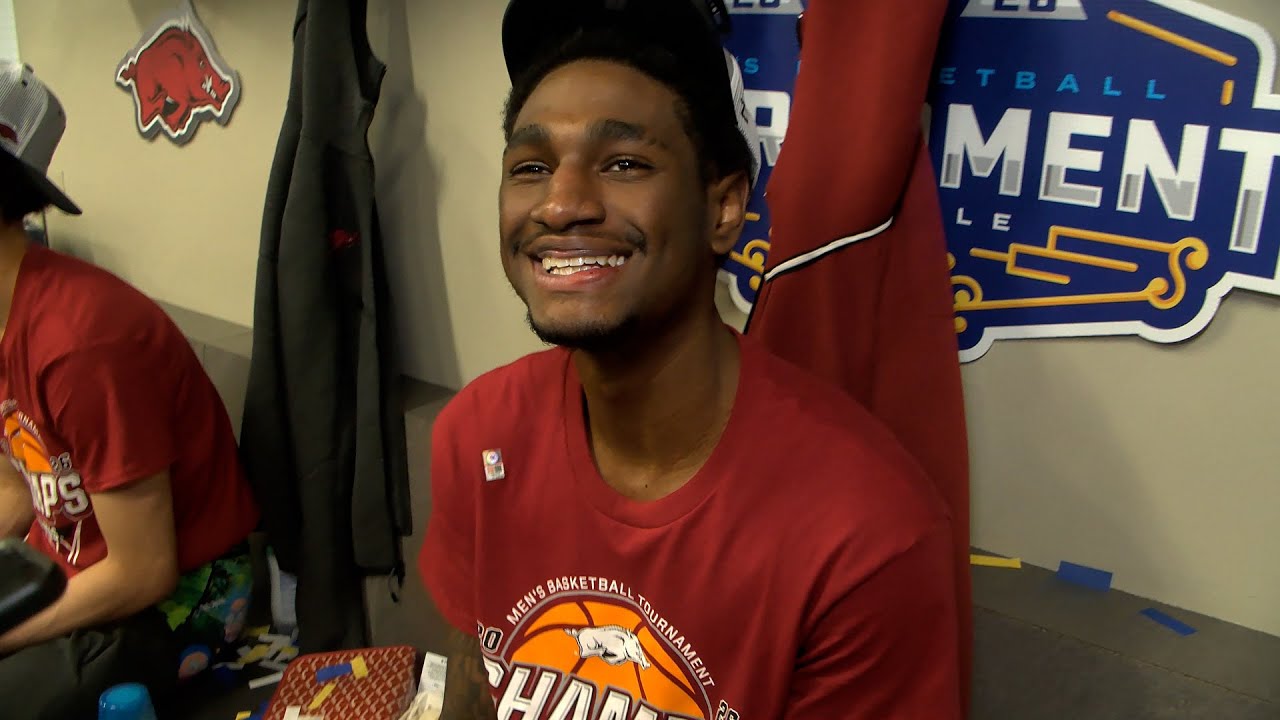 Arkansas SEC tournament champions postgame locker room access | PTN Digital Exclusive