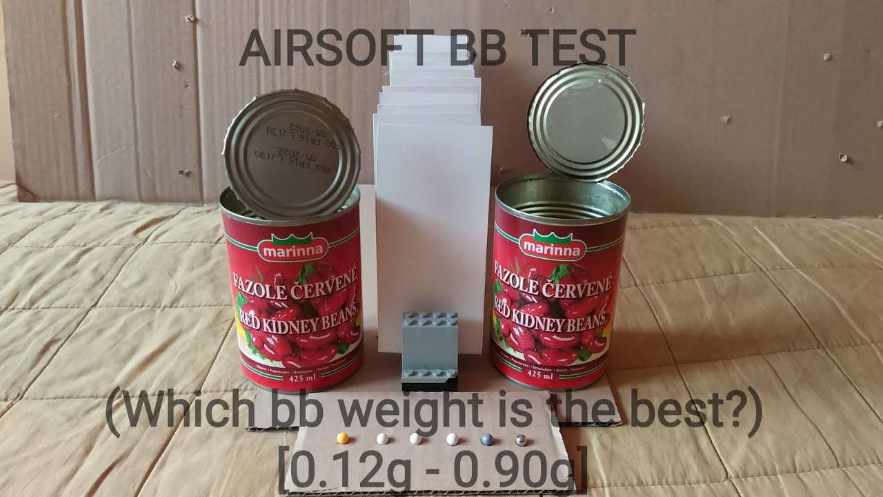 Airsoft BB Weight Test: [Tin can + Cardboard]