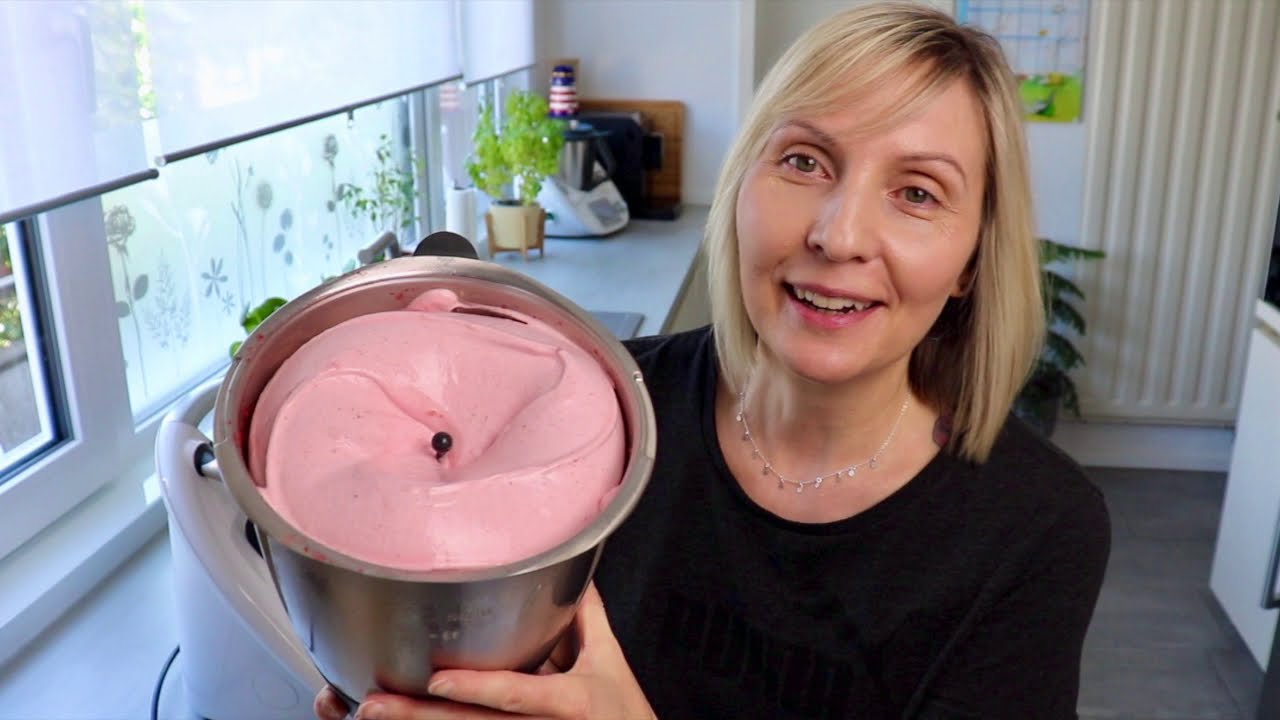 Erdbeer Softeis 🍓 mit (Erdbeer)  Minze | Thermomix® TM5/TM6