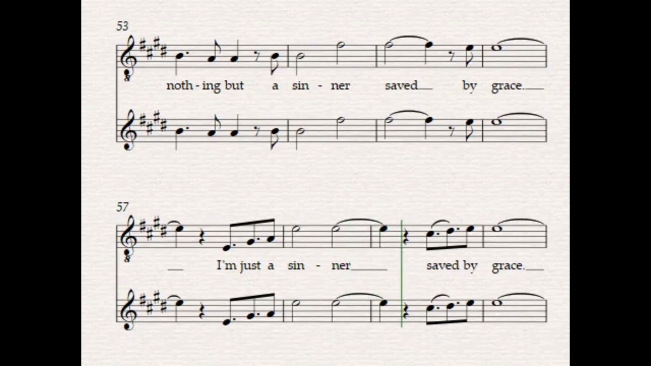 Sinner Saved by Grace I Tenor1 Part I Lyrics & Notes