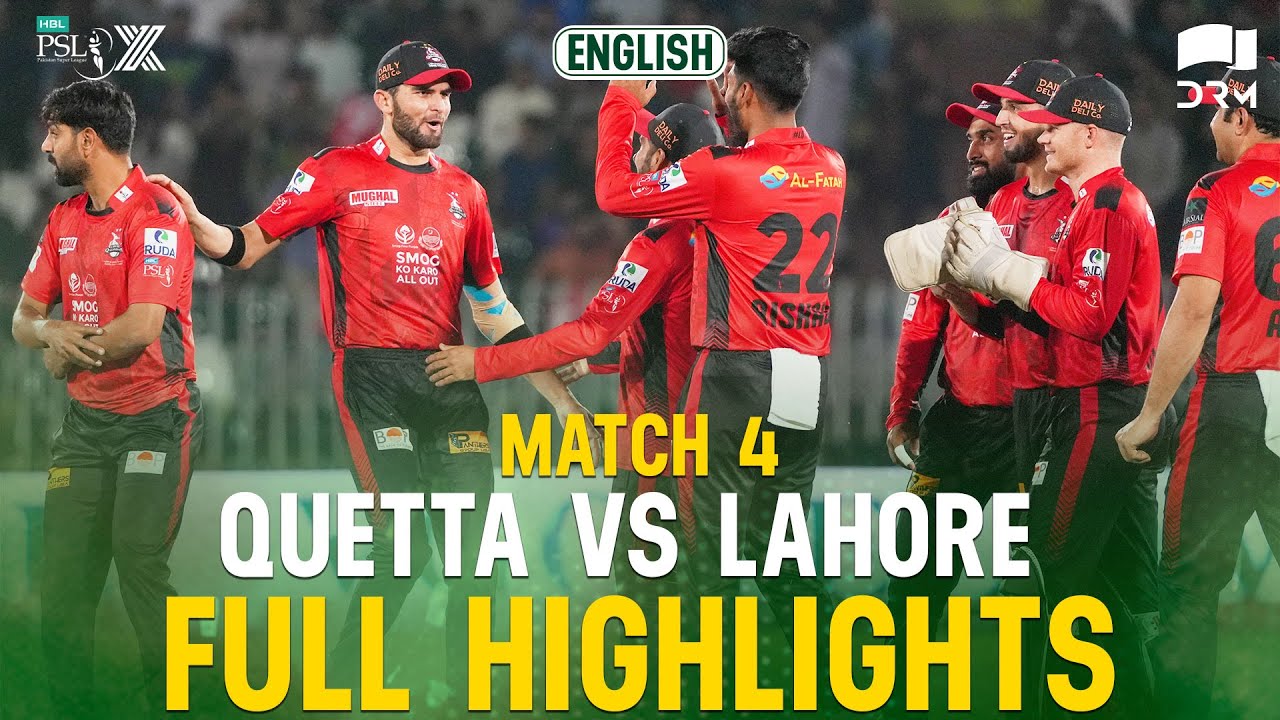 Full Highlights | Quetta Gladiators vs Lahore Qalandars | 𝐄𝐍𝐆𝐋𝐈𝐒𝐇 | Match 4 | HBL PSL X | M3O1K