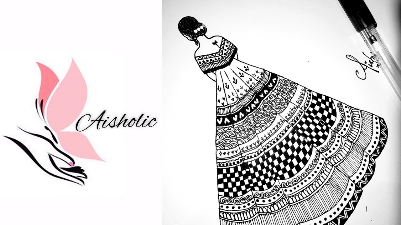 How to draw mandala art for beginners|Step by step|Pen drawings|Gown mandala art|Aisholic