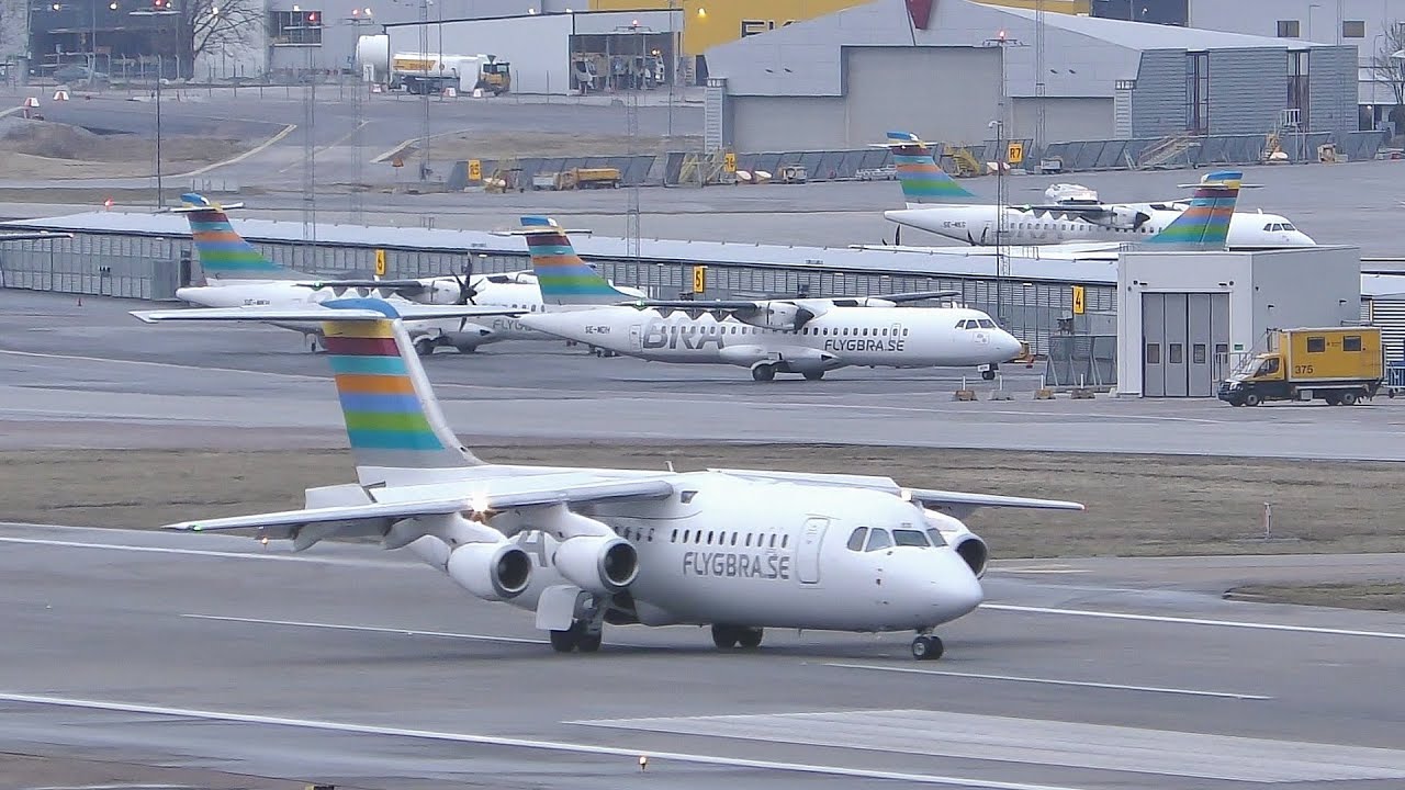 [4K] Plane Spotting at Stockholm Bromma 2020 | RJ100s E190s ATR72s A319