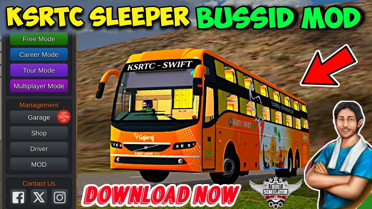 How to Add KSRTC Volvo Sleeper Bus Mod For Bussid | Volvo Bus mod For Bus Simulator Indonesia 2025