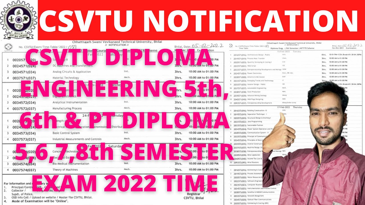 CSVTU TIME TABLE 2022 | CSVTU | CSVTU EXAM NEWS | CSVTU EXAM FORM | CSVTU 5TH SEM EXAM | CSVTU NEWS