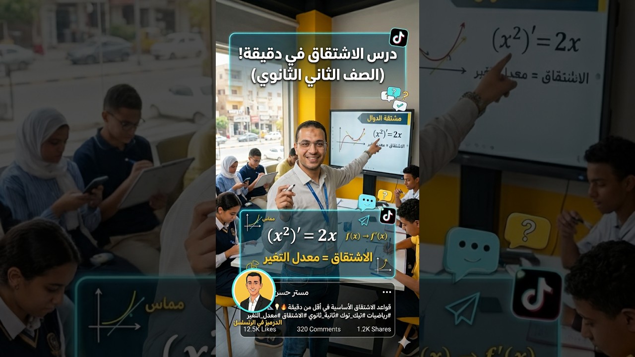 الصف الثاني الثانوي قواعد الاشتقاق#قواعد_الاشتقاق#تفاضل#رياضيات_تانية_ثانوي#اشتقاق#منهج_تانية_ثانوي