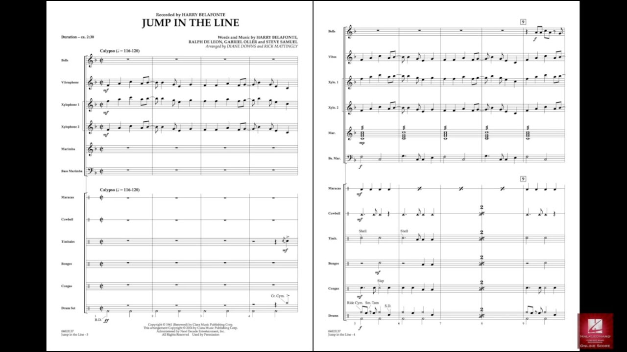 Jump in the Line arranged by Diane Downs