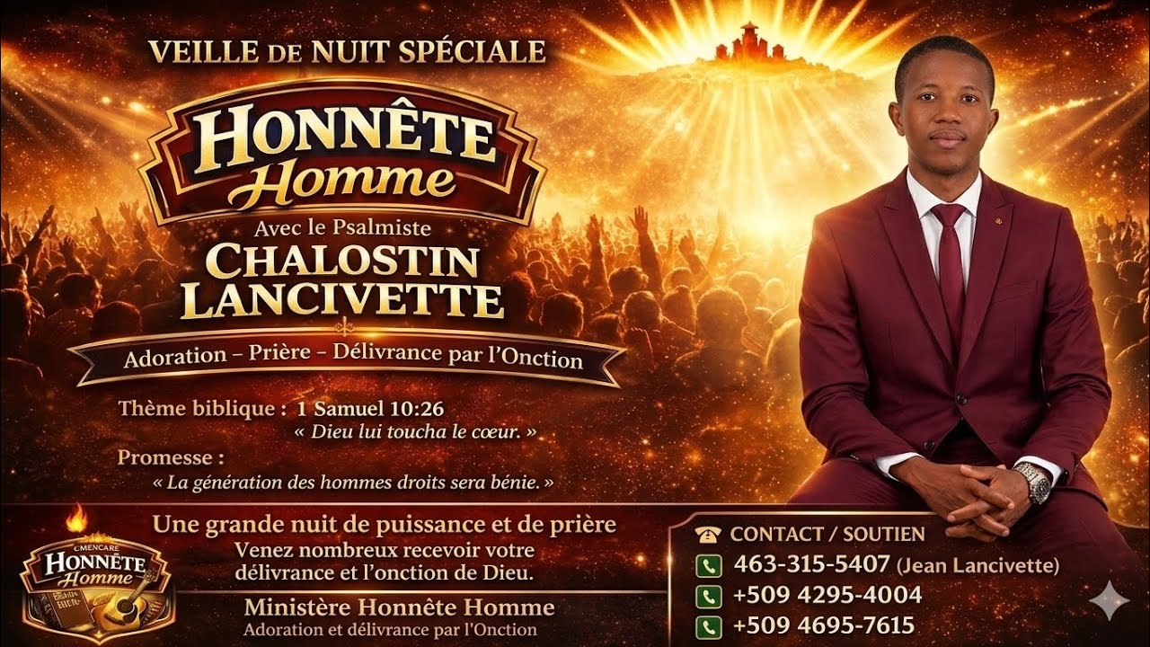 Veille de nuit Honnête homme//Guérison de l’âme et Prière de Combat | 09/03/2026