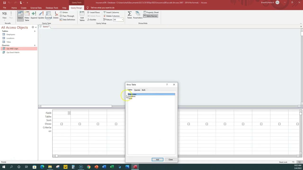 Access: Queries and Record Source