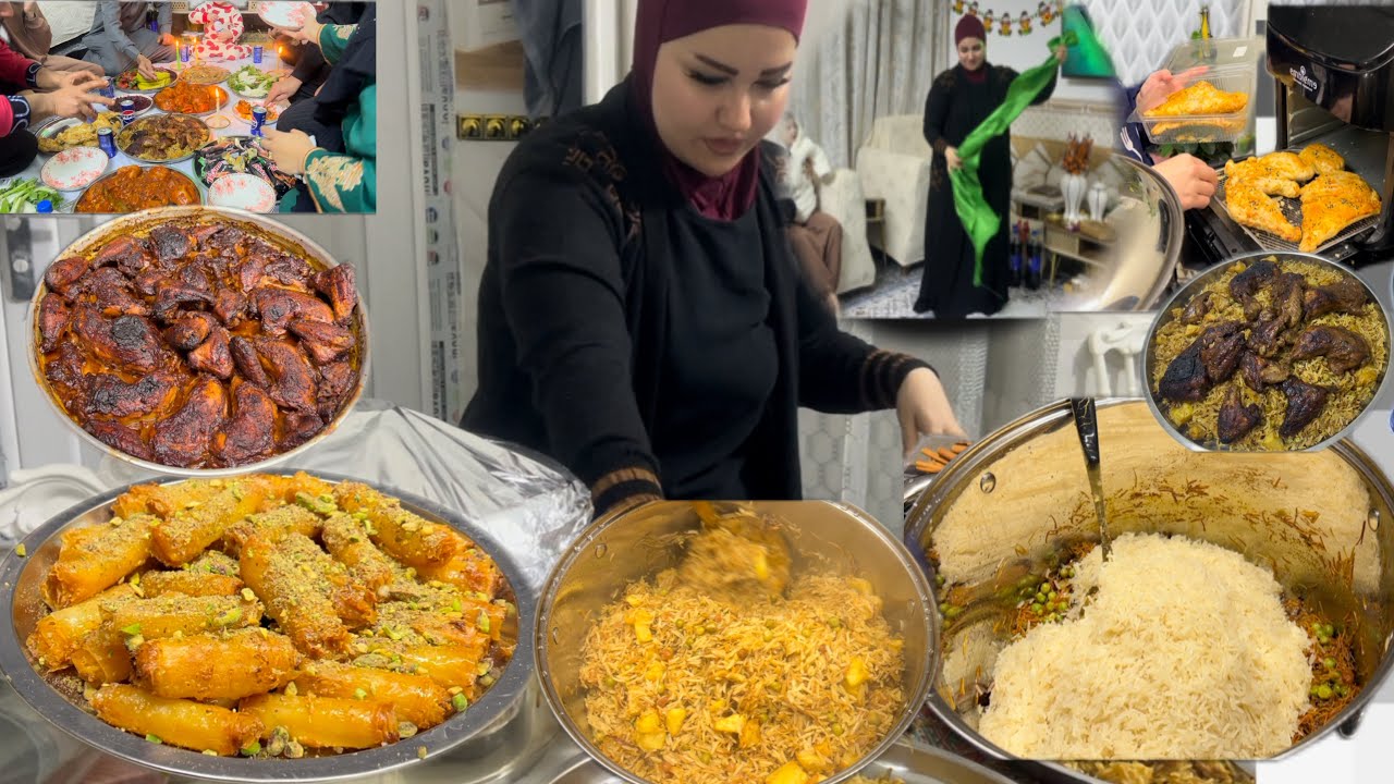 #food ‏اليوم هذا الفيديو أربع ‏وصفات جدر واحد برياني أطيب تتبلة ‏ دجاج مشوي زنود الست بورك كروسون