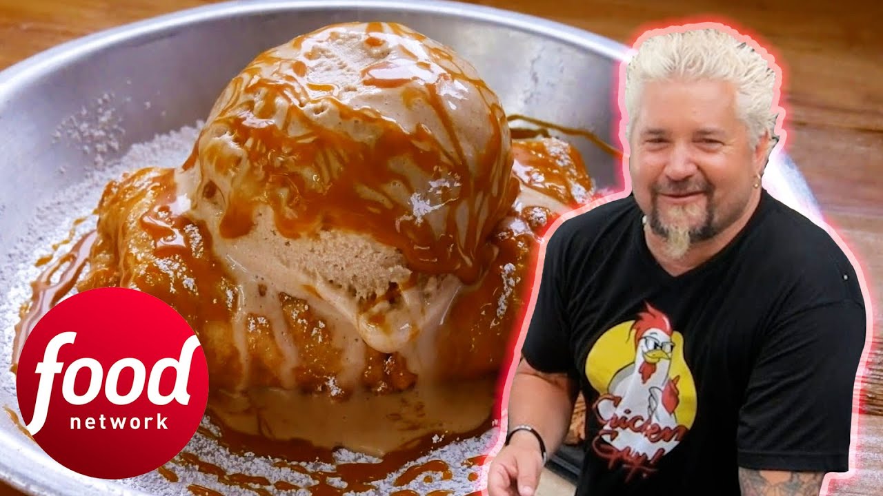Guy Eats A Dessert That Mixes Funnel Cake, Apple Pie And Ice-Cream | Diners, Drive-Ins & Dives