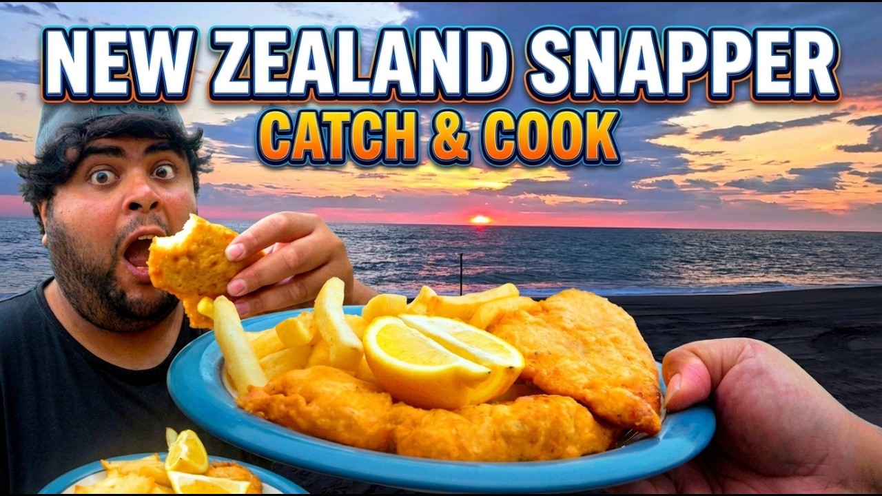 New Zealand Snapper Catch & Cook As A Newbie Fisherman! Delicious Battered Snapper Fish And Chips!
