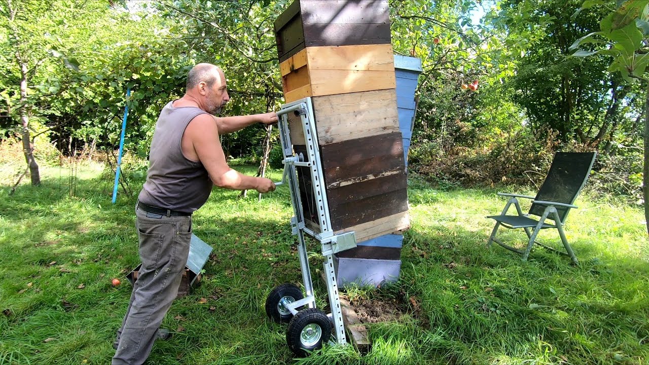 Hebe und Transporthilfen der Bienenbeute . Die Belastung des Körpers minimieren.