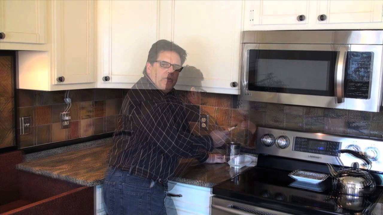 Cleaning Oil Stains on Natural Stone Slate on a Backsplash