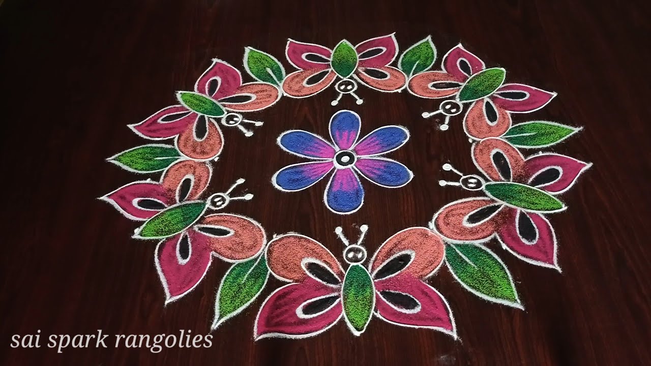beautiful butterfly rangoli | latest kolangal | easy pulli kolangal @saisparkrangolies