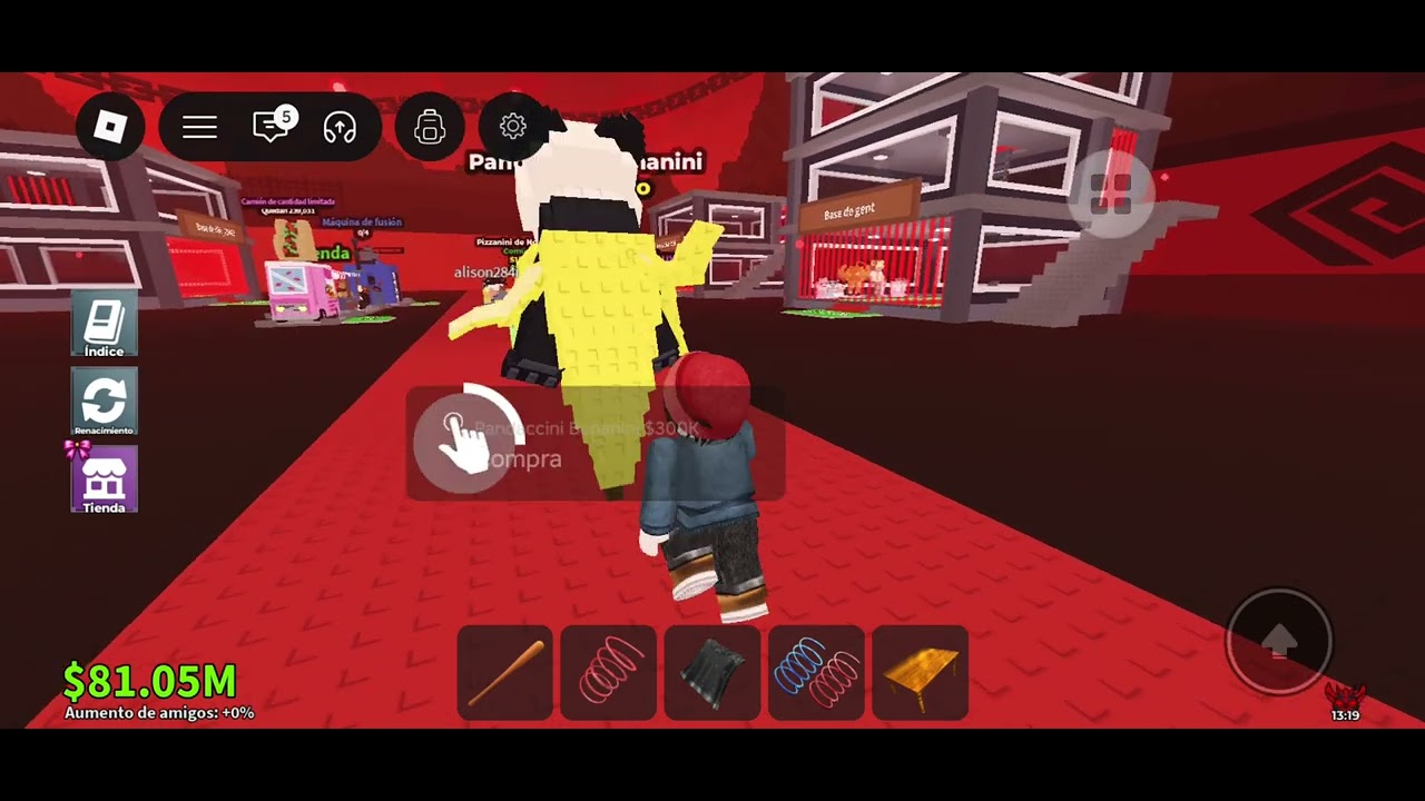 Comprando un brainrot en la pasarela