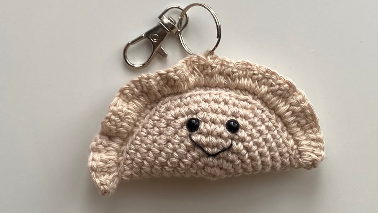 DIY crochet kawaii dumpling keychain