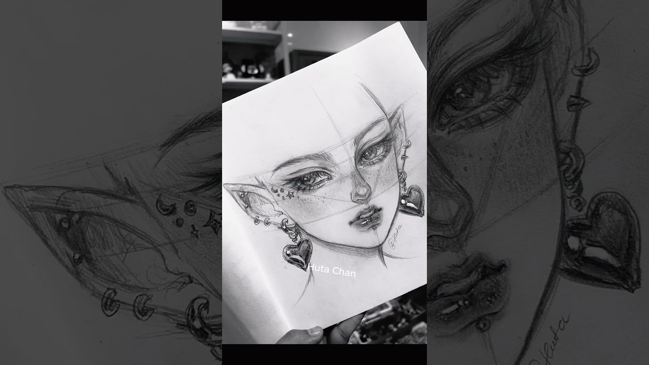 The Simple Pencil Technique Behind My Semi-Realistic Portraits #shorts #hutachan