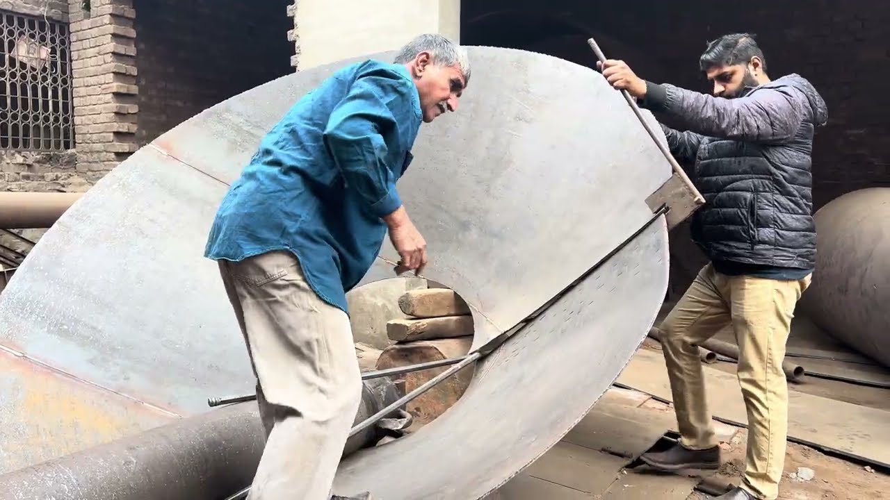  75 years Old Man Make ￼Metal Cone plate Bending with Rolling Machine 